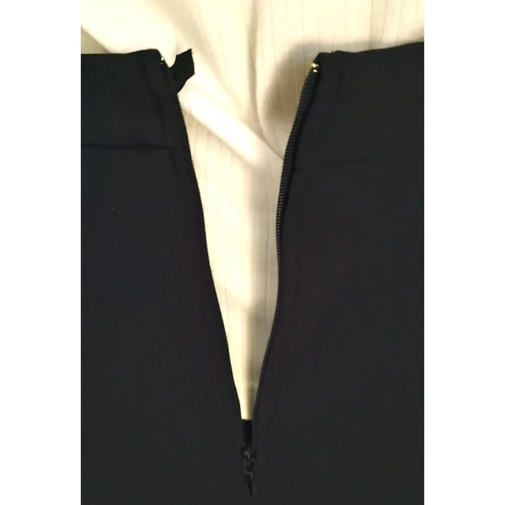 Pencil Skirt Knee Length Front Slit Zip Detail Stretch Office Minimalist Size 6